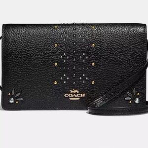 Coach Black Crossbody Bag with Gold Accents
